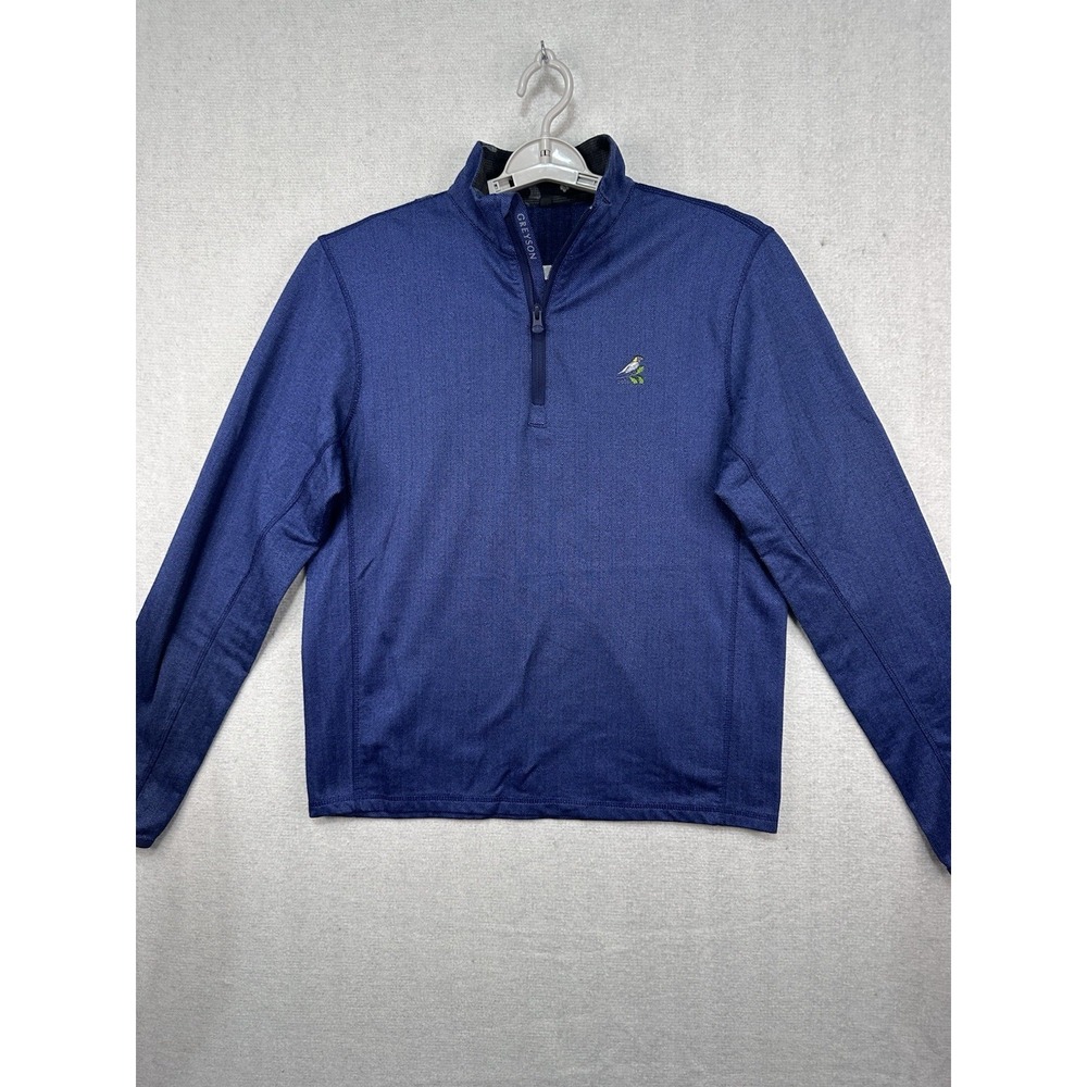 Greyson 1/4 Zip Performance Pullover Men's Small Blue Herringbone Golf Stretch